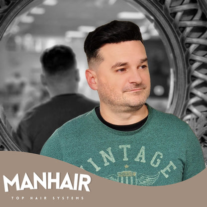 Top Hair System par natural BEN baza PU calotă bărbați păr natural
